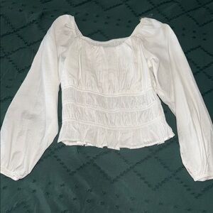 Art Class White Puff Sleeve Smocked Blouse